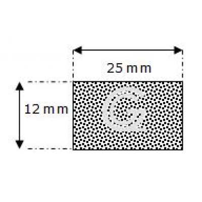 Rechthoekig mosrubber snoer | 12 x 25 mm | per meter